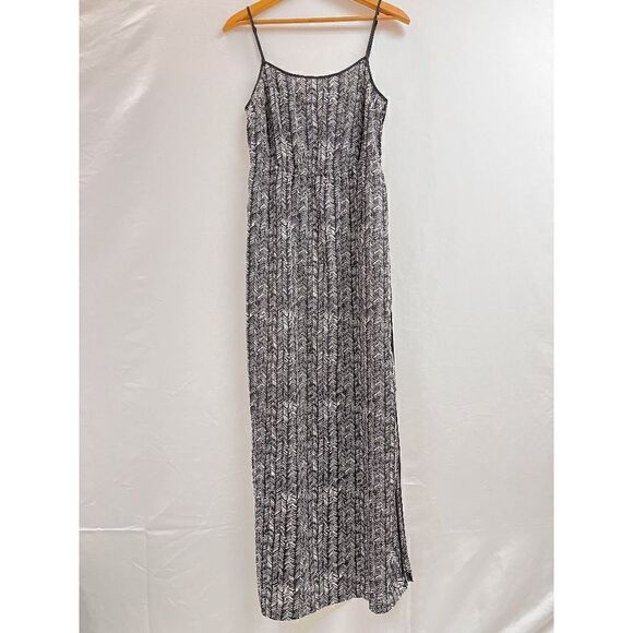 Loft Womens Lined Sleeveless Spaghetti Midi Dress Size S Black Aztec Pattern 100 - Picture 6 of 12